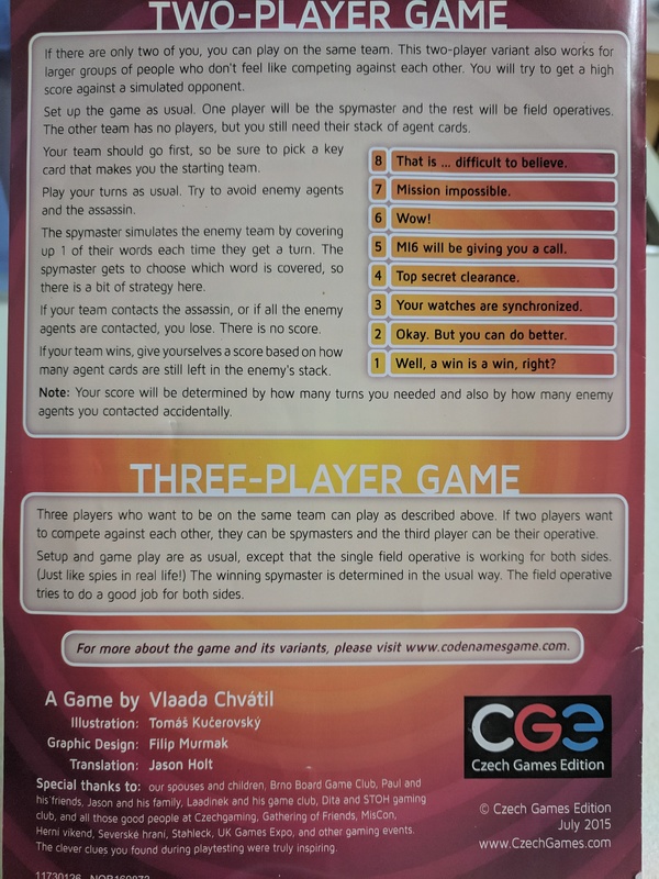 Codenames Rule Book