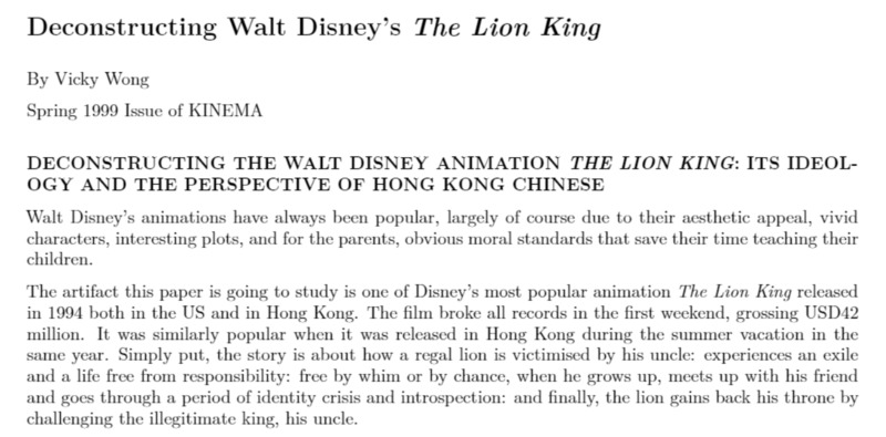 Preview of Deconstructing Walt Disney's The Lion King