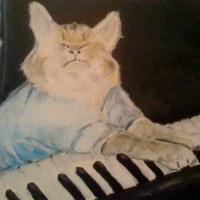 Keyboard Cat, Acrylic on Canvas