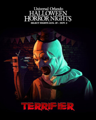 Promotional artwork associated with Terrifier house featured at Halloween Horror Nights (2025) at Universal Orlando Resort.